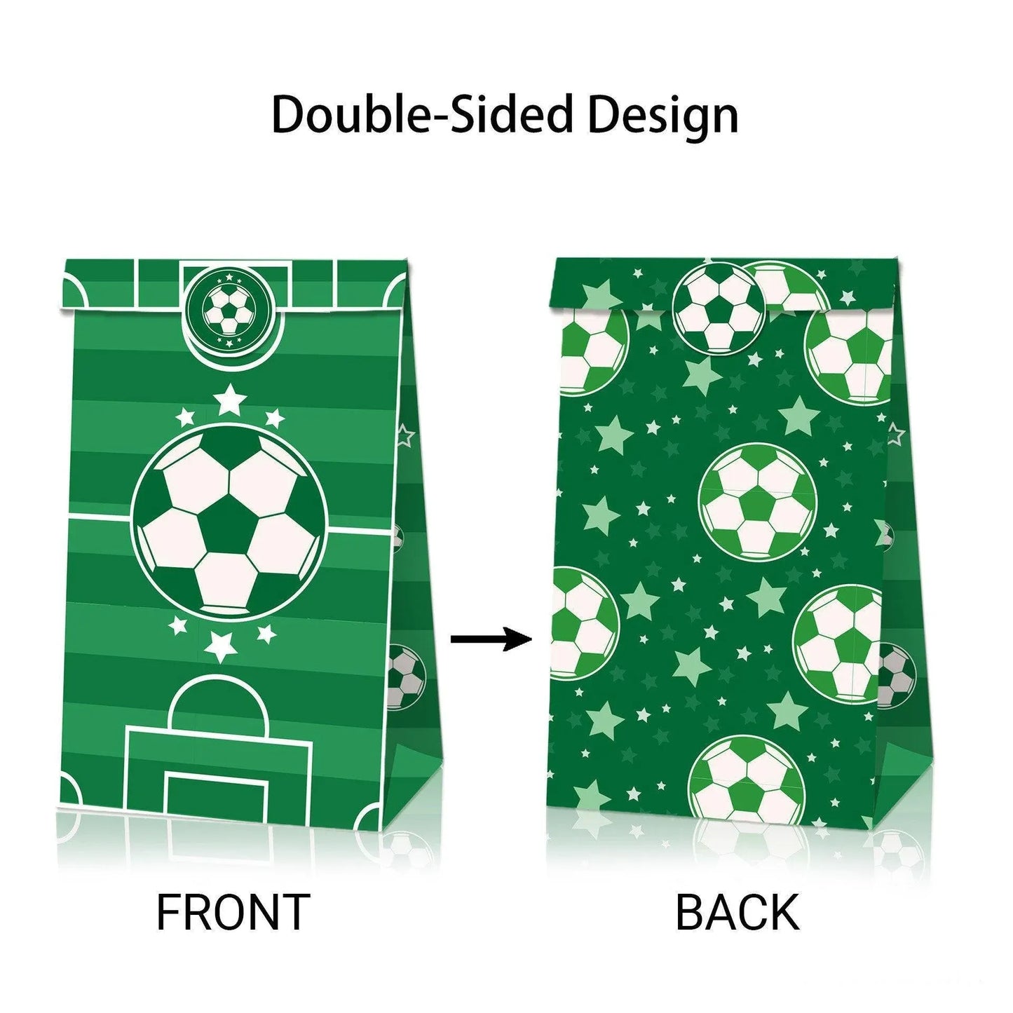 Fashion Football Sport Gift Bags Green Kraft Paper Sticker Set Party Favor Bags - 2sets-LB153