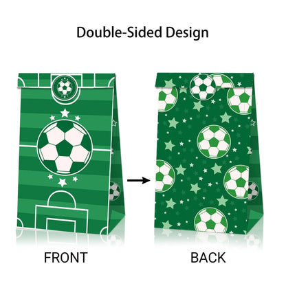 Fashion Football Sport Gift Bags Green Kraft Paper Sticker Set Party Favor Bags - 2sets-LB153