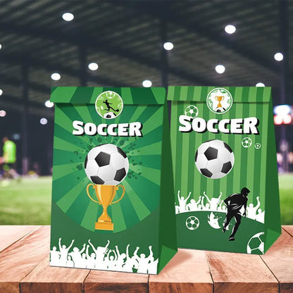 Fashion Football Sport Gift Bags Green Kraft Paper Sticker Set Party Favor Bags - 2sets-LB153