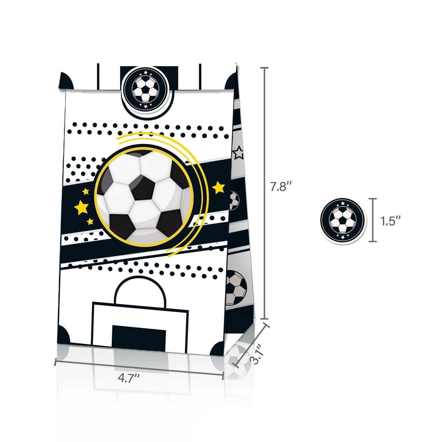 Fashion Football Sport Gift Bags Green Kraft Paper Sticker Set Party Favor Bags - 2sets-LB153