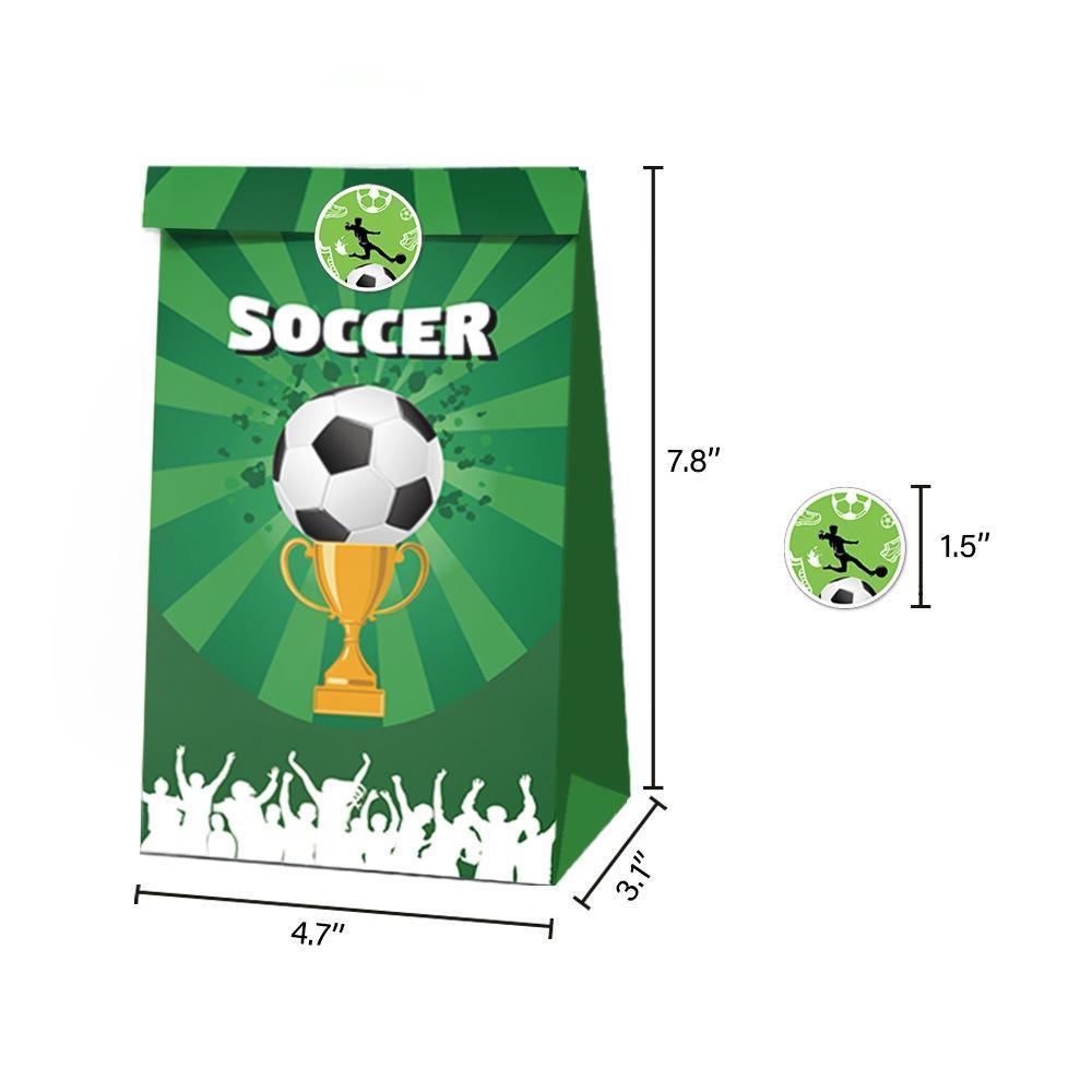 Fashion Football Sport Gift Bags Green Kraft Paper Sticker Set Party Favor Bags - 2sets-LB153