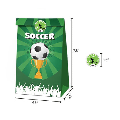 Fashion Football Sport Gift Bags Green Kraft Paper Sticker Set Party Favor Bags - 2sets-LB153