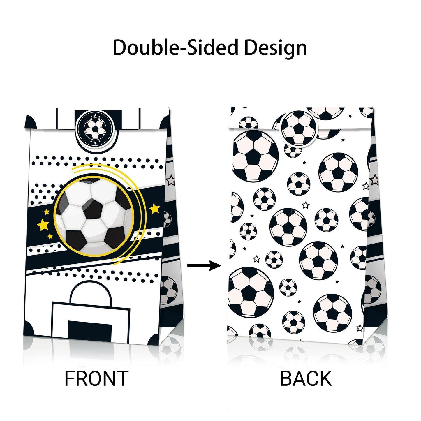 Fashion Football Sport Gift Bags Green Kraft Paper Sticker Set Party Favor Bags - 2sets-LB153
