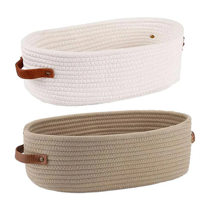 Oval Storage Basket with Handles Shelf Organiser Bin Laundry Toy Container - Khaki