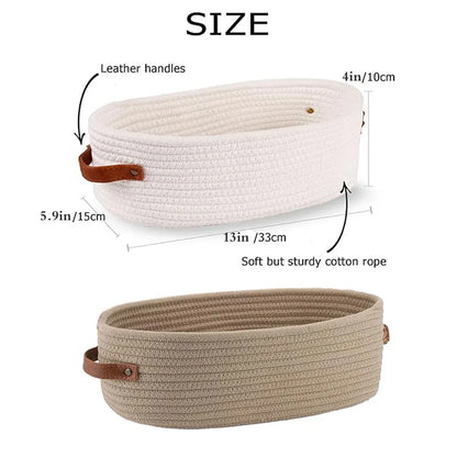 Oval Storage Basket with Handles Shelf Organiser Bin Laundry Toy Container - Khaki