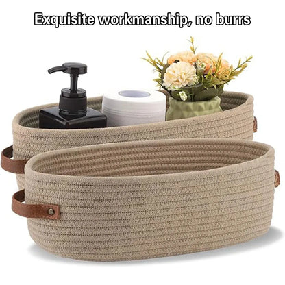 Oval Storage Basket with Handles Shelf Organiser Bin Laundry Toy Container - Khaki