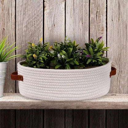 Oval Storage Basket with Handles Shelf Organiser Bin Laundry Toy Container - Khaki