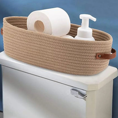 Oval Storage Basket with Handles Shelf Organiser Bin Laundry Toy Container - Khaki