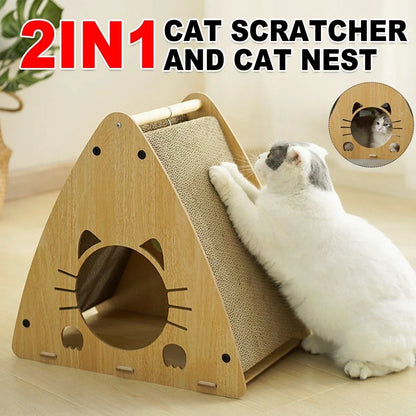 1-Piece Triangular Cat Scratcher and Hideaway