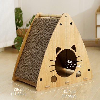 1-Piece Triangular Cat Scratcher and Hideaway