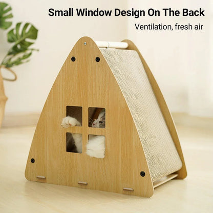 1-Piece Triangular Cat Scratcher and Hideaway