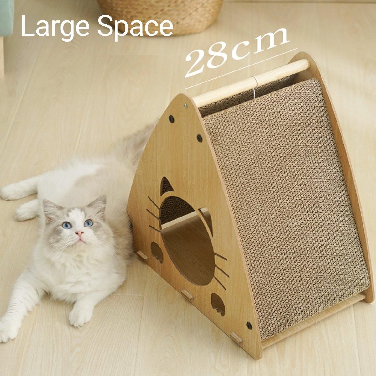 1-Piece Triangular Cat Scratcher and Hideaway