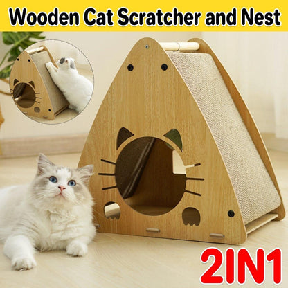 1-Piece Triangular Cat Scratcher and Hideaway
