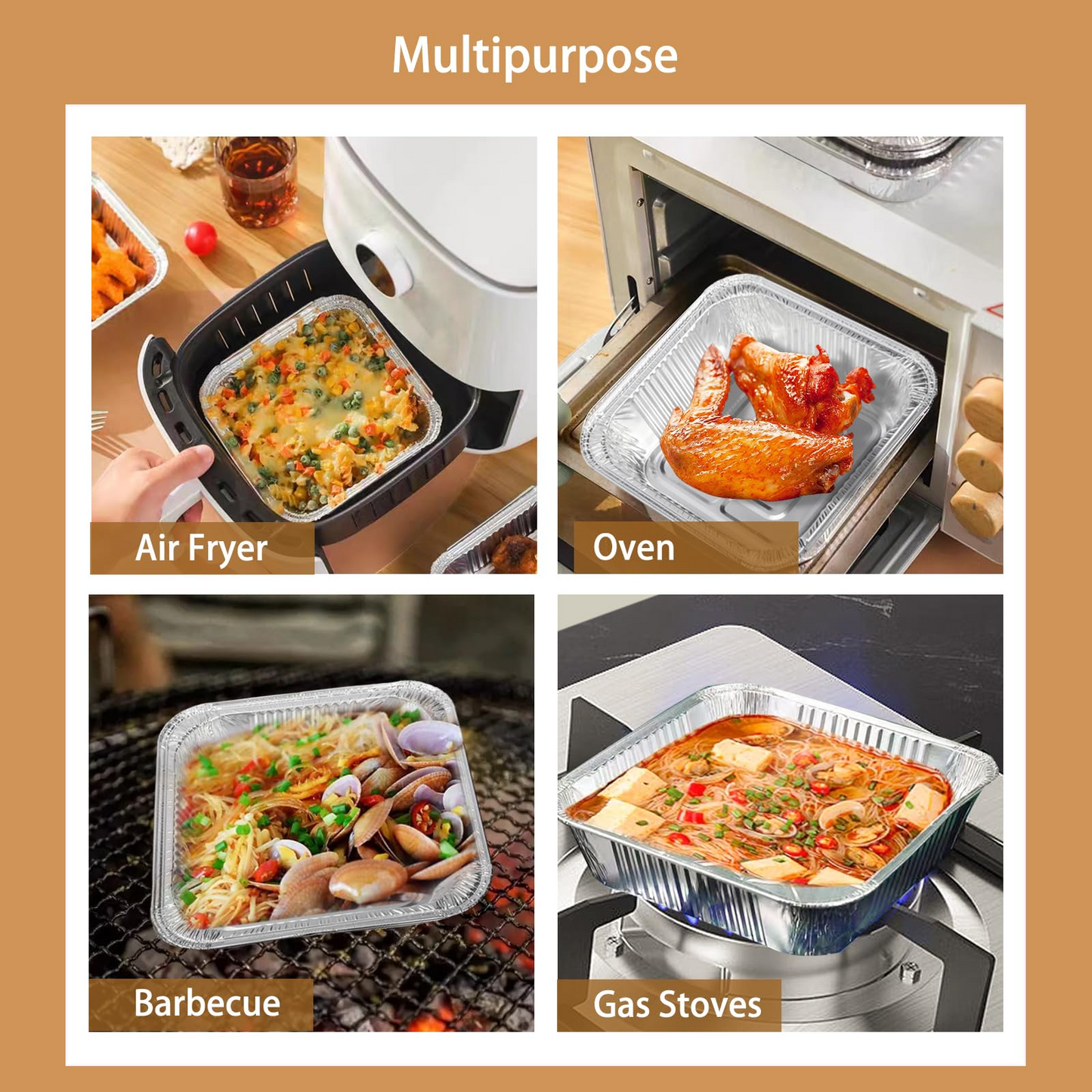 48x Deep Foil Aluminium Disposable Food Container Trays Pans Baking Roast Bulk 33x27x11cm