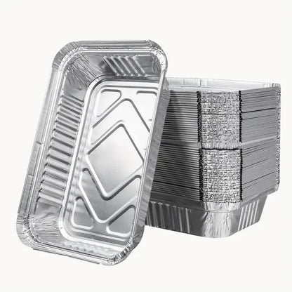 48x Aluminium Disposable Foil Food Container Trays Pans Baking Roast Bulk 45x34x6.5cm