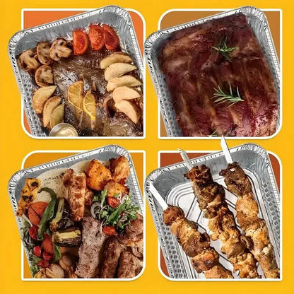 48x Aluminium Disposable Foil Food Container Trays Pans Baking Roast Bulk 45x34x6.5cm