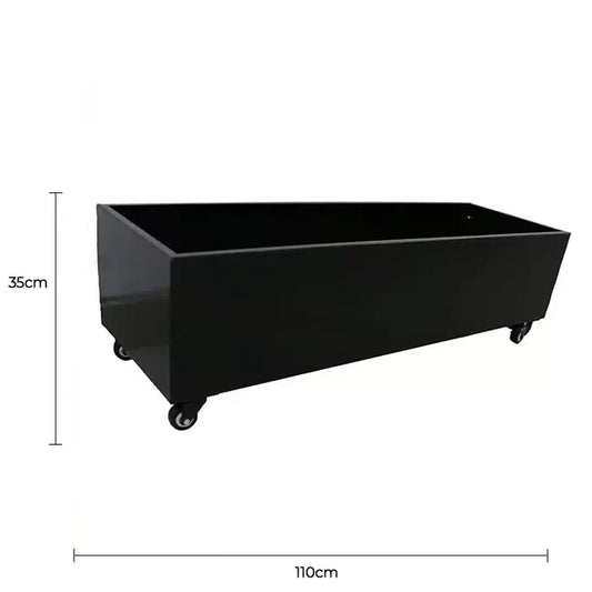 Black Metal Planter Medium + Wheels