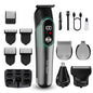 Green 5-in-1 Digital Display Hair Clipper Set - Adjustable Multifunctional Trimmer for Hair, Beard, and Precision Grooming