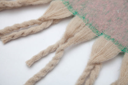 Grey Plush Gradient Winter Scarf Shawl - Thick Textured Circle Yarn with Chunky Tassels - 185cm x 40cm