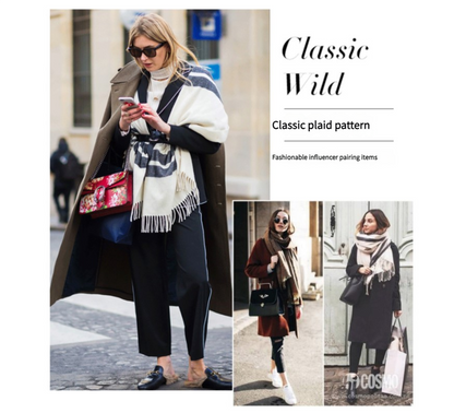Cozy Color Block Fringe Scarf - Pink and Grey Shawl for Fall and Winter
