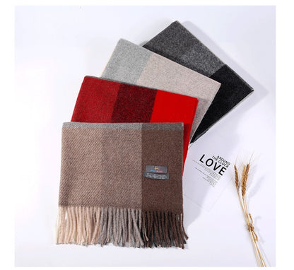 Cozy Color Block Fringe Scarf - Pink and Grey Shawl for Fall and Winter