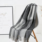 Cozy Color Block Fringe Scarf - Black and White Shawl for Fall and Winter