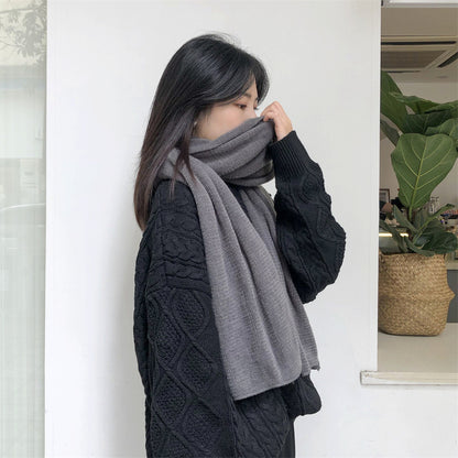 Beige Imitation Cashmere Solid Scarf - Warm Winter Shawl for Men and Women