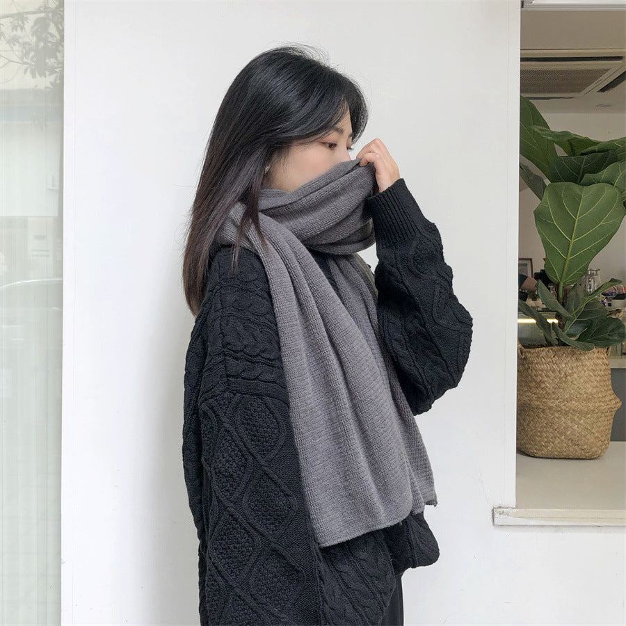 Khaki Imitation Cashmere Solid Scarf - Warm Winter Shawl for Men and Women