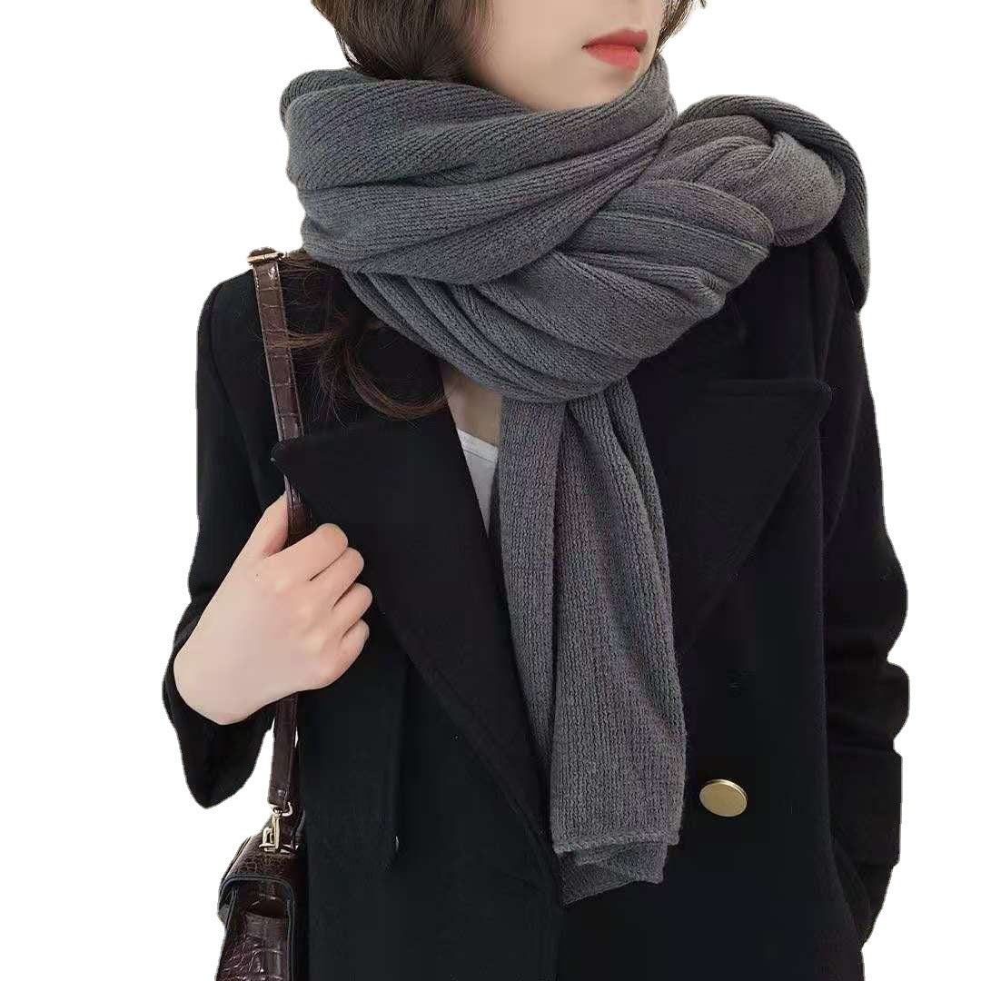 Green Imitation Cashmere Solid Scarf - Warm Winter Shawl for Men and Women