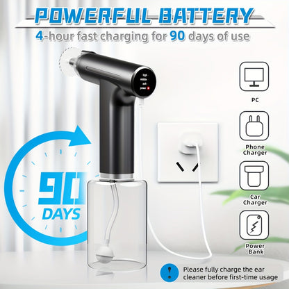 White Electric Earwax Irrigator Set - Gentle and effective earwax cleaner with collection basin and earplugs