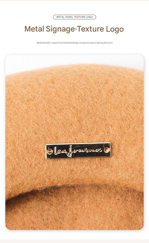 Brown Elegant Wool Beret - Classic Warm Thick British Style Hat for Autumn & Winter