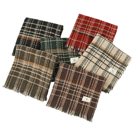 Dark Grey Chic Plaid Winter Scarf - Large Soft Polyester Shawl Wrap with Tassels, Korean Inspired Fashion