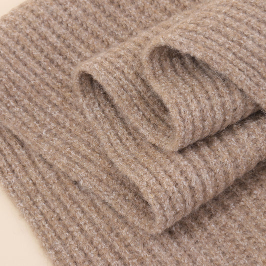 Hemp Grey Soft Ribbed Knit Winter Scarf - Cozy Warm Wool Blend Neck Wrap (160x25cm)