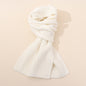 White Soft Ribbed Knit Winter Scarf - Cozy Warm Wool Blend Neck Wrap (160x25cm)