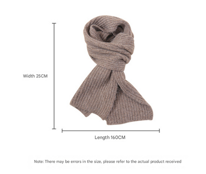 Dark Grey Soft Ribbed Knit Winter Scarf - Cozy Warm Wool Blend Neck Wrap (160x25cm)