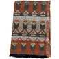 Brick Red Extra Large Ethnic Print Faux Lambswool Shawl - Cozy Winter Wrap Scarf (70x211cm)