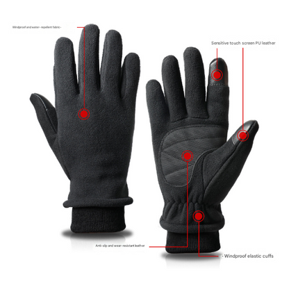 XL Red Warm Windproof Touchscreen Gloves - Anti-Slip Grip for Winter Cycling & Outdoor Sports