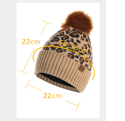 Purple Women's Leopard Print Winter Warm Knit Set - 3 Piece Fleece Lined Hat, Scarf & Gloves
