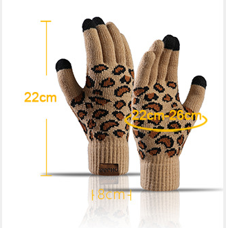 Pink Women's Leopard Print Winter Warm Knit Set - 3 Piece Fleece Lined Hat, Scarf & Gloves