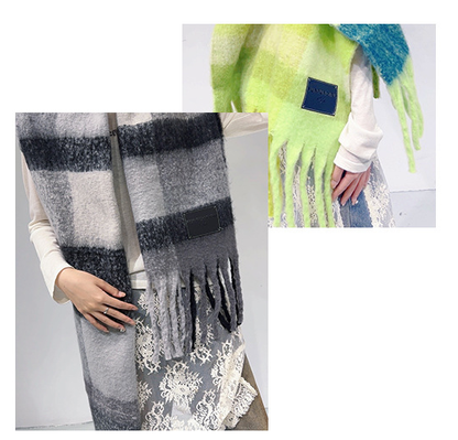 Orange-red Classic Plaid Faux Cashmere Winter Scarf - Warm and Stylish 50 x 180 cm Design