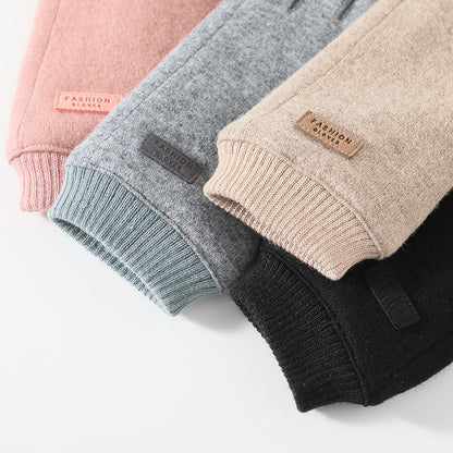 Pink Elegant Women's Wool Blend Winter Gloves - Cozy Fleece-Lined Touchscreen Warmth