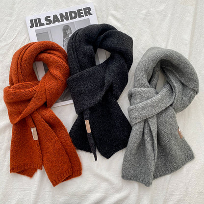 Dark Green Luxuriously Soft Wool Blend Knit Scarf - Cozy Warm Solid Colour Unisex Winter Essential