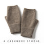 Brown Color Block Cashmere Fingerless Gloves for Women Autumn Winter Outdoor Cold Protection Warm Knitted Gloves