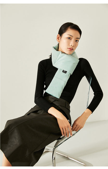 Dark Blue USB Electric Heated Scarf - Portable Puffer Neck Warmer with 3-Level Heat Control for Winter