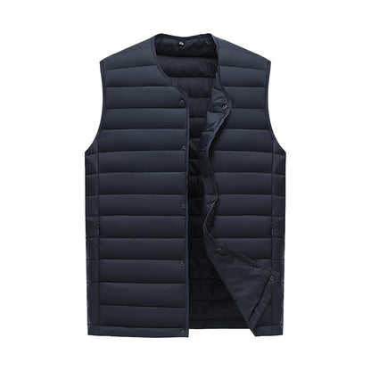 M Navy Blue Men's Lightweight Quilted Puffer Vest - Ideal Sleeveless Jacket for Winter Layering