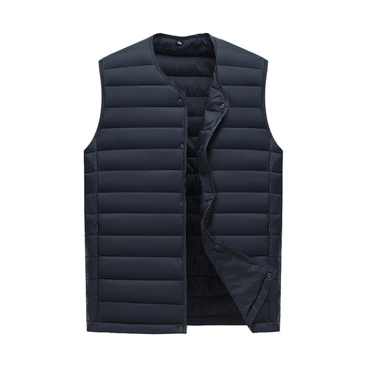 M Navy Blue Men's Lightweight Quilted Puffer Vest - Ideal Sleeveless Jacket for Winter Layering
