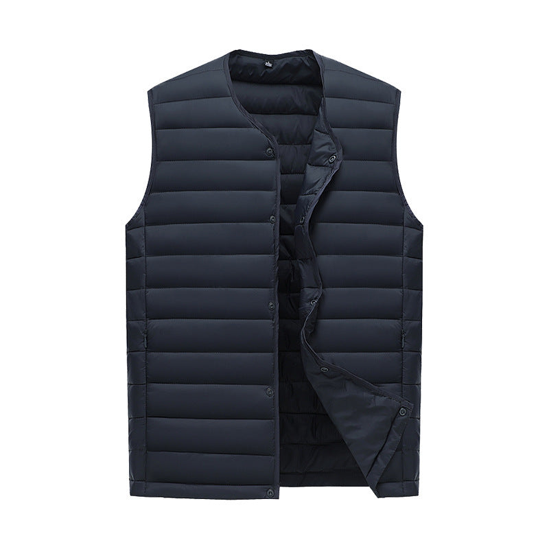 XL Navy Blue Men's Lightweight Quilted Puffer Vest - Ideal Sleeveless Jacket for Winter Layering