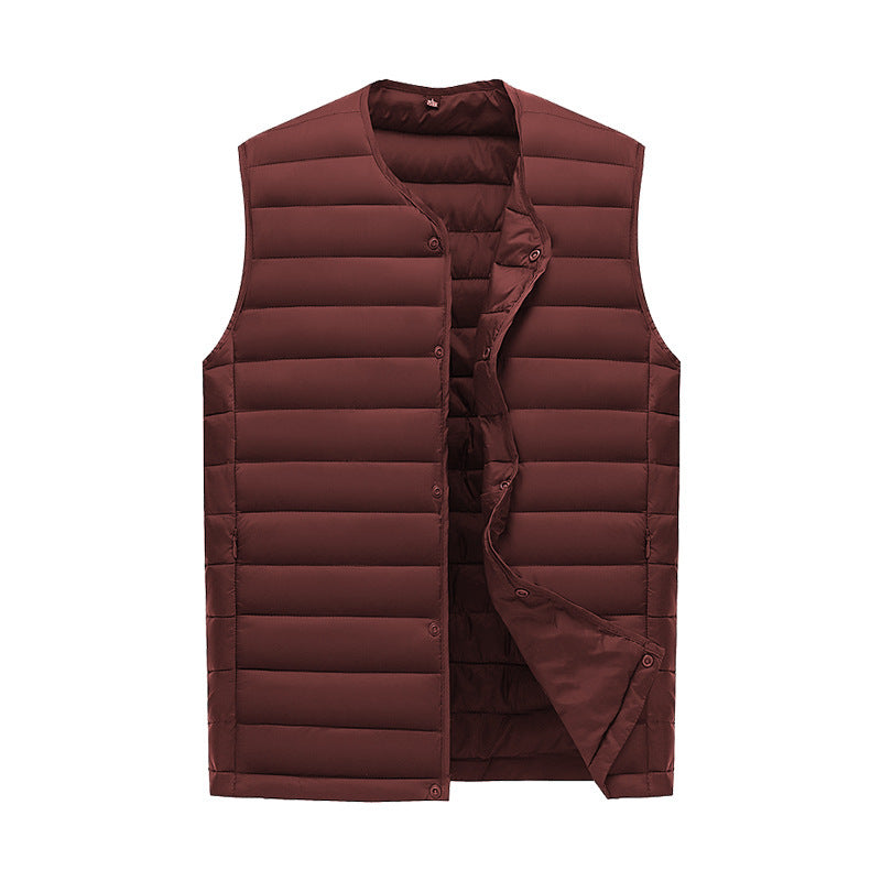 XL Wine Red Men's Lightweight Quilted Puffer Vest - Ideal Sleeveless Jacket for Winter Layering