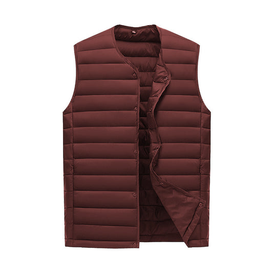 XXXL Wine Red Men's Lightweight Quilted Puffer Vest - Ideal Sleeveless Jacket for Winter Layering