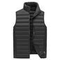 L Black Men's Lightweight Puffer Vest - Stand Collar Quilted Sleeveless Jacket for Winter